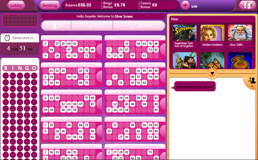Play 90-Ball Bingo at the ‘SilverScreen’ Room, large view
